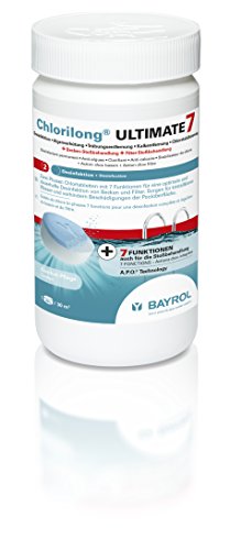 BAYROL Chlorilong ULTIMATE 7 - Pool Desinfektion - 7 in 1 Chlortabletten 300g, sehr hoher Aktivchlor Gehalt, langsam löslich - 1,2 kg