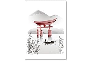 FOTO MAGNETS Aimant de réfrigérateur en forme de porte Torii flottante avec illustration traditionnelle japonaise