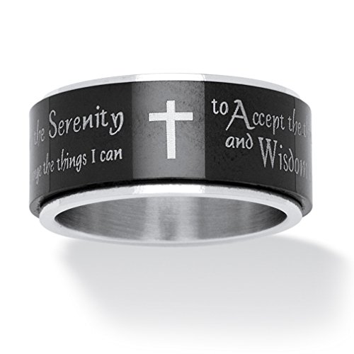 Palm Beach Jewelry Herren Ring – Edelstahl – Ionenplattierter Edelstahl in Schwarz – Gelassenheitsgebet mit Kreuz