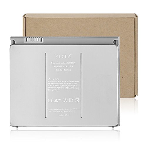 SLODA Laptop Ersatz Akku für Apple Unibody Macbook Pro 15″ 2006 bis Anfang 2008 Version A1175 A1211 A1226 A1260 A1150 15 Zoll Macbook Pro 1,1 2,2 3,1 4,1 Tragbares Notizbuch Batterie Aluminium Gehäuse Als Original [Li-Polymer 10.8V 5500mAh] - 5