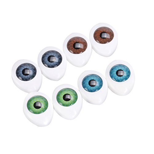 4 Farbe 8 Stück Oval Hohlkreuz Plastikaugen Puppenaugen für Puppen Maske DIY 10mm - 6