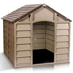 Starplast Large Dog Kennel: 1 Outdoor Plastic Pet House, Weather & Water Resistant, Easy to Assemble, 33.8 x 33.1 x 32.3 Inches, 2 Color Options 50-701