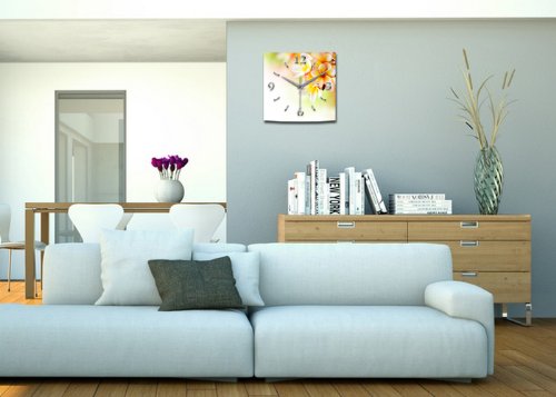 Kreative Feder WA218F Blume Designer Funk Wanduhr modernes, weiß - 2