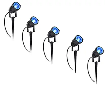 D?Mak Outdoor Led Garden Light 3 Watt and Spike Blue Focus { 'IP65 ' Water Resistant & Adjustable 180? } Black Aluminium Body || Garden Lights | | 3w Garden Light | (Pack 0f 5) (Blue)