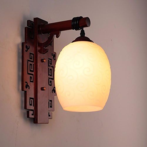 LighSCH Wall Lamp Chinese Style Retro Wall Light Solid Wood Carved Glass Living Room Bedroom Corridor On Staircase Between Bar Wall Sconce