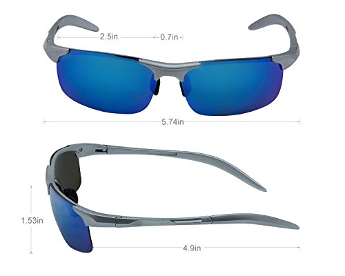 Yidarton Herren Sportbrille Ultraleicht AL-MG Metallrahmen Polarisierte Sonnenbrille Fahrerbrille - 5