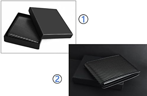 Mens Carbon Fibre Wallet RFID Blocking Luxury Leather Wallets with 8 Slots, ID Window, Coin Zip Pocket