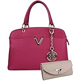Women's Handbag and Wallet (Pink, Combo of 2)