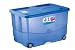 Produktbild Kreher XL Aufbewahrungsbox, Rollbox aus Kunststoff in Transparent/Blau. Deckel zu Zwei Seiten aufklappbar. Nutzvolumen ca. 57 Liter. Maße BxTxH 60 x 40 x 36 cm.