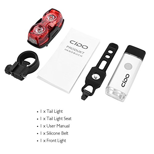 Cido LED Fahrradlicht Aufladbare Frontlicht mit USB Rücklicht Akku Wasserdicht Fahrradlicht Set - 8