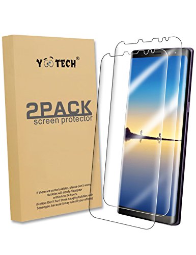 Samsung Galaxy Note 8 Protector de pantalla full cubierta  Yootech Galaxy note 8 pantalla LiQuid Skin Wet Sin Burbujas  Note 8 Screen Protector Anti-fingerprint Ultra Resistente a Golpes y Rayado HD Claro Caso pel  cula Perfecto - 2 Unidades