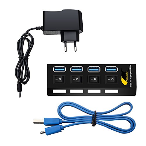 ONCHOICE 4 Port USB 3.0 Schalter Hub Ladegerät mit Eur 5V USB Power Adapter unabhängige externe Ladegerät im Lieferumfang enthalten Ultrabooks Laptop Tablet PC und Mac EUR