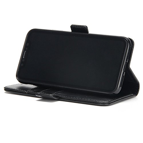 [Moto E4 Plus HÃ¼lle],SunFay Tasche Leder HÃ¼lle Flip Case SchutzhÃ¼lle Magnetverschluss PU Leder Retro Wallet Deckel mit KartensteckplÃ¤tze Tasche fÃ¼r Motorola Moto E4 Plus - Schwarz