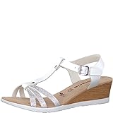  Tamaris 1-1-28218-20 Damen Sandale, Sandalette, Sommerschuhe für die modebewusste Frau weiß (WHT LEA/Silver), EU 40