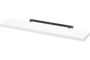 WOLTU Floating Shelves, White Floating Shelf for Wall with Strong Bracket, Ideal Home Decor Accessories for Bedroom, Living Room, Office, Bathroom, Kitchen, MDF, 120x22.9x3.8cm