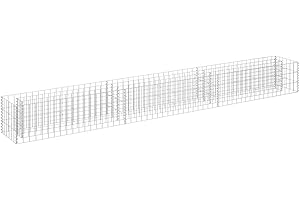 vidaXL Gabion Raised Bed - Galvanised Steel Garden Planter, Sturdy & Weather-, Easy to Assemble, Silver, Rectangular Flower Bed for Gardens & Patios