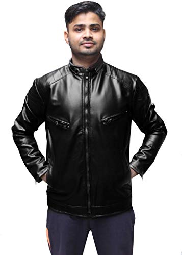 Dryon Mens Faux Leather Jacket (Black_d2_Leather_Jackets_bk_) RS.649 (84.00% Off) - Amazon