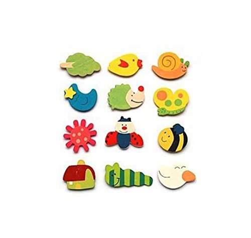 SolPortalHome Tier Form Hölzern Cartoon Kühlschrank Magnete 12 Stück