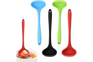 SIPIRIS 4PCS Louche De Cuisine Silicone Louche Anti-Goutte Cuillère à Sauce Louche à Sauce Pour La Cuisine La Cuisson Le Mélange et Servir (rouge noir vert bleu)