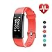 Produktbild LETSCOM Fitness Armband mit Pulsmesser Fitness Tracker wasserdicht Aktivitätstracker Armbanduhr mit Schrittzähler Pedometer Kalorienzähler Smart Armband für Kinder Damen und Herren Korallenrot.