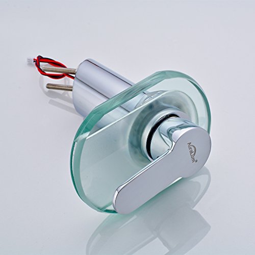 Chrom Waschtischarmatur LED RGB Ellipse Glas Wasserfall Wasserhahn Kupfer Waschbeckenarmatur für Bad Armatur - 5