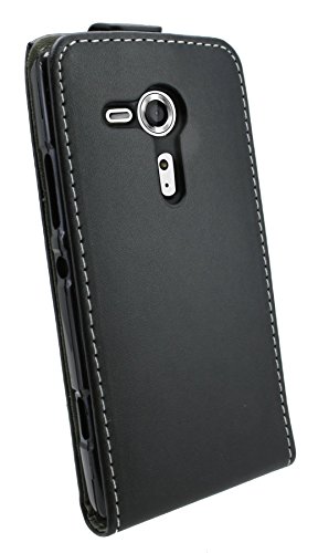 Funda con tapa para Sony Xperia SP en Negro Bolso Plegable Funda   energmix