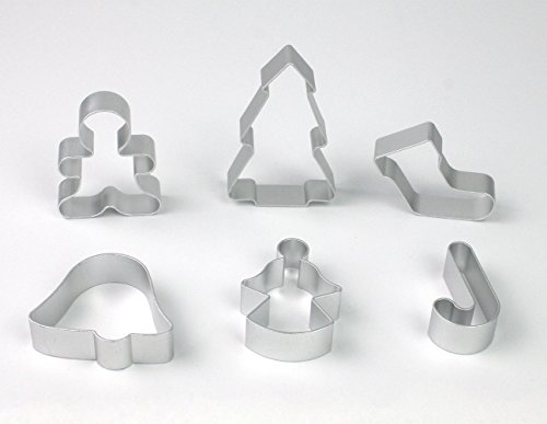 Ausstechformen - Ausstecher auf Karte Weihnachten Starter-Set mit 6 Teile Fondant Auswerfer Stempel Ausstechform aus Aluminium