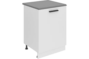B BELINI GROUP Belini - Mobile da cucina da 60 cm di larghezza, con piano di lavoro, con 1 anta, colore: Bianco opaco