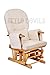LUXURIOUS HUSH HUSH SOLID OAK WOOD GLIDER CHAIR WITH CREAM CUSHIONS - NURSING GLIDER / ROCKER / ROCKING / MATERNITY / FEEDING CHAIR (With Locking Mechanism & Free Matching Footstool)
