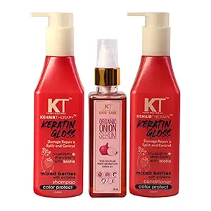 KEHAIRTHERAPY KT Professional Keratin gloss shampoo & conditioner + Onion hair serum 600ml (Pack Of 3)