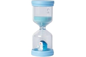 HANCHENG 2 Min Shatterproof Plastic Hourglass,Sand Timer For Kids In Macaron Blue With Shark Pattern,2 Minute Timer For Teeth,2 Minute Sand Timer