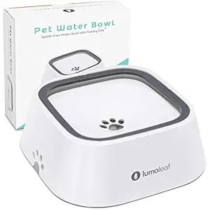 LumoLeaf Dog Water Bowl, Dog Bowl No-Spill Pet Water Bowl, Slow Water Feeder Dog Bowl, Vehicle Carried Dog Water Bowl for Dogs/Cats/Pets (White, 35oz)