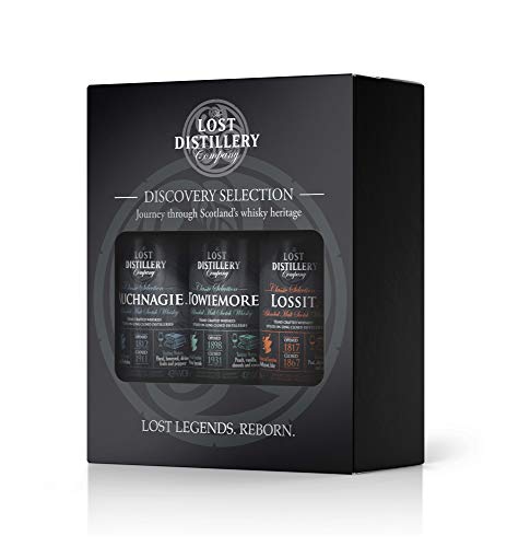 The Discovery Selection by The Lost Distillery Company - Limited edition gift pack of 3 x 5cl miniature bottles. 43% Abv. Blended malt Scotch
