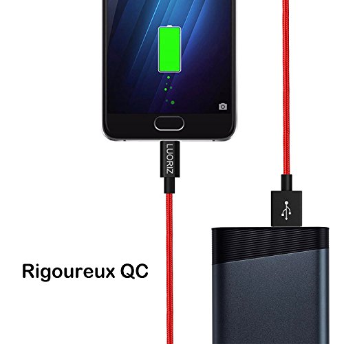 LUORIZ C  ble USB Type C  2M  Lot de 3  Nylon Tress   Rapide Chargeur Cable USB C Charge Data Synchro pour Samsung Galaxy S8 Note 8 Huawei P9  P10 Nexus 6P Nova OnePlus 2 3T 3  HTC 10 LG G5 G6 Sony Xperia XZ Nokia 7 8 Google Pixel 2 C XL 2 XL Lumia 950 Xiaomi Meizu Nintendo Switch Macbook Pro et D autres Dispositifs qui Supportent USB C - Rouge