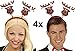 Produktbild Party-Teufel 4 Stück Rentier Köpfe rote Mütze Glöckchen wackeln auf Haarreifen Weihnachtsmütze Weihnachtshut Nikolaus Weihnachtsmarkt