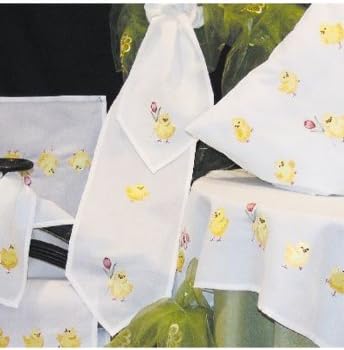 Table Ribbon - Tablecloth - ivory - varicoloured embroidery - Chick -