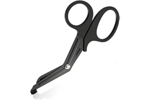 XOUDKE Cesoie di Emergenza, Forbici per Soccorso Infermieristico di Pronto Soccorso per Trauma mediche EMT in Acciaio Inossidabile Paramedici Forbici piegate (Nero)