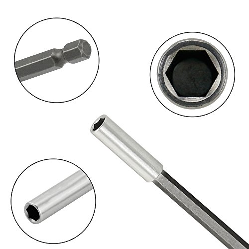 SYCEES 1/4 hex-shank Magnetische Bohrer Verlängerung Halter Bohrmaschine Verlängerungsstange 6,35mm, 75/100/150mm 3 tlg - 5