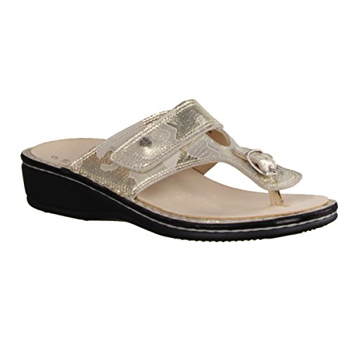 Preisvergleich Produktbild Finn Comfort Phuket- Damenschuhe Pantolette / Zehentrenner, Mehrfarbig, Leder (Camu)
