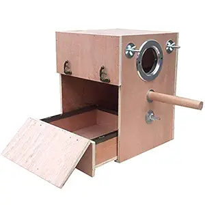 Kelendle Bird Breeding Box Parakeet Perch Nest Box Budgie Cage Wood Breeding House Lovebirds Parrotlets Mating Box for Parrot Budgie Lovebird Finch Parrotlet(Left,10 Inch)