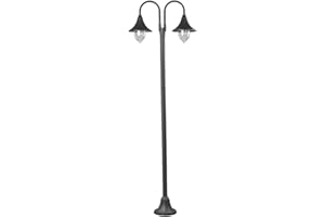 Post Light 'Madea' (Modern) in Black Made of Aluminium (2 Light Sources, E27) from Lindby | Pole Light, Lantern
