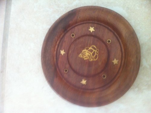 Porte encens rond en bois - symbole om