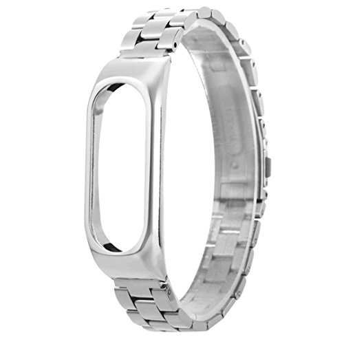 Para Xiaomi MI Banda 2, DoraMe Moda de acero inoxidable ligero correa de reloj (Silver)