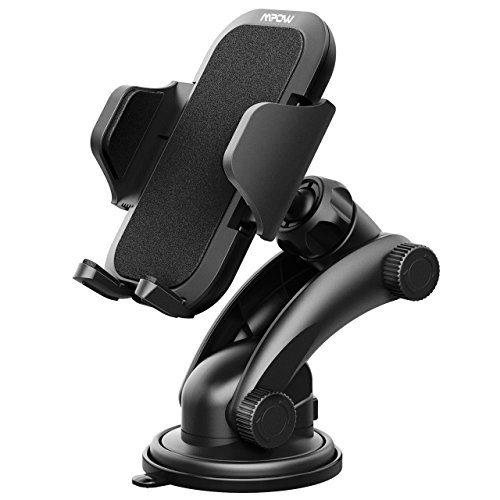 Mpow Soporte Móvil Coche, para Parabrisas y Salpicadero, con Brazo Ajustable Ventosa, para iPhone Xs/X/8/8p/7Plus/6, Huawei, Google Nexus, y ect