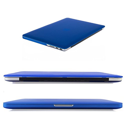 i-Buy Matte Gummierte Harte Schutzhülle Hülle für Apple Macbook Pro 13.3 Zoll mit Retina Display + Schutzfolie + Silikon Tastaturschutz + Anti-Staub-Stecker – dunkelblau - 4