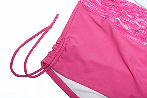 ReliBeauty Damen Geblümt Muster Taille Kurze Boyshorts Schwimmhose Verstellbare Kordel Bände Badeshorts - 5