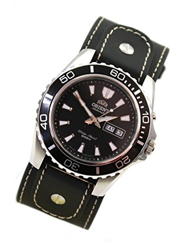 Orient Buceo reloj negro automático para hombre reloj WCC piel Base banda CEM75001B