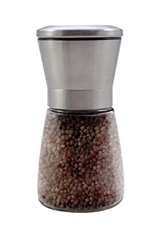 Preisvergleich Produktbild Edelstahl Pfeffer- Mühle inkl. 100g schwarzer Bio Pfeffer