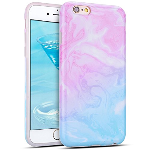 Funda iPhone 6 Plus  E-Lush M  rmol Suave Silicona TPU Carcasa Ultra Delgado Flexible Gel Parachoques Goma Mate Opaco Case Cover iPhone 6s Plus Bumper Amortigua Golpes Protectiva Caso para iPhone 6 Plus  5 5 Pulgadas  Smartphone Anti-Rasgu  o y Resistente Tapa - Rosado con Azul