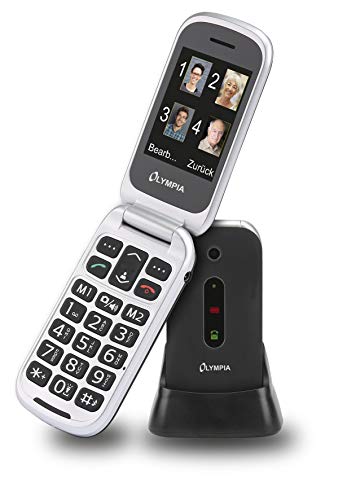 Olympia 2215 Mira Mobiltelefon-/ Seniorenhandy (Große Tasten, Notruf-Taste, Klappbares Großtasten-Handy, geeignet für Senioren, Rentner ohne Vertrag, Altersgerechtes Klapphandy mit Tasten) schwarz
